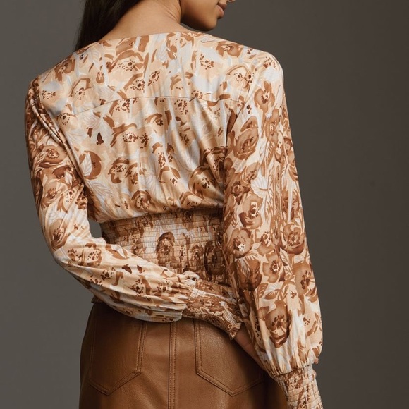 Anthropologie Tiny Valentina Long-Sleeve Printed Surplice Top - Picture 3 of 7